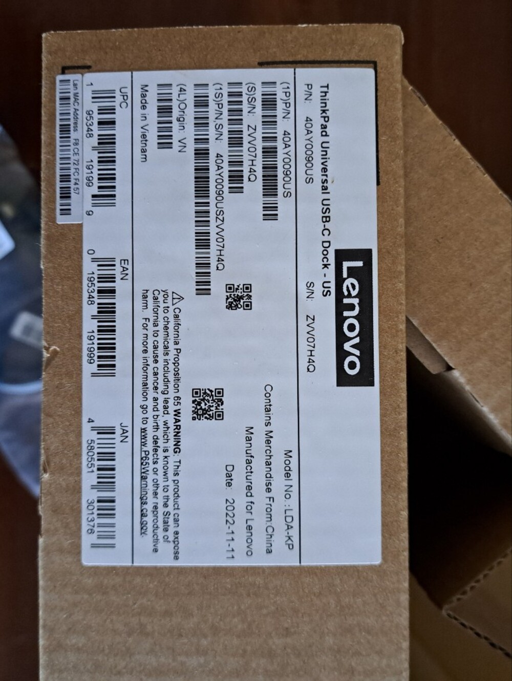 Lenovo Red and Black Docking Station with Power Adapter